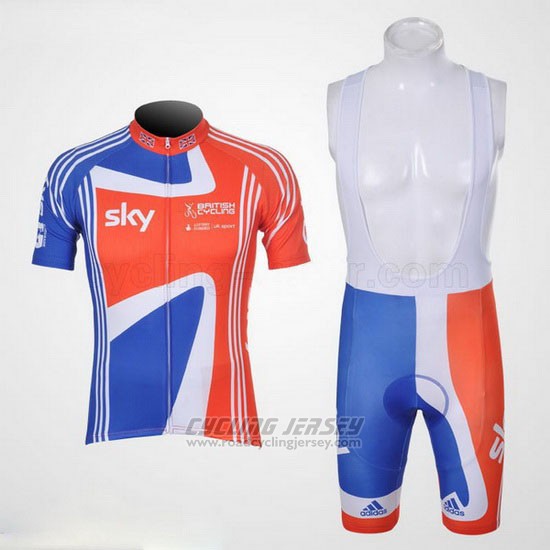 2012 Cycling Jersey Sky Champion Regno Unito Orange and Blue Short Sleeve and Bib Short